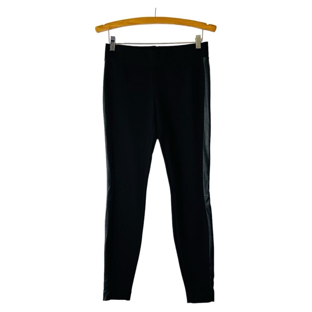 WHBM black faux leather ankle moto trendy leggings XS
